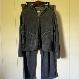 Cato Heather Charcoal Gray Velour Hoodie and Pant Set